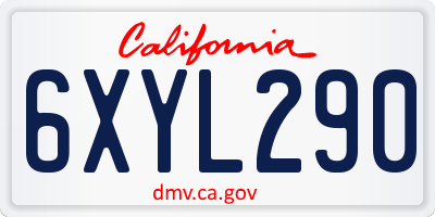 CA license plate 6XYL290