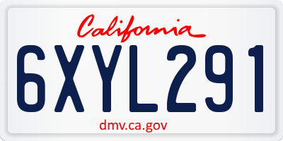 CA license plate 6XYL291