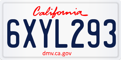 CA license plate 6XYL293