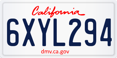 CA license plate 6XYL294
