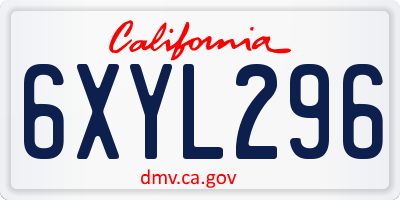 CA license plate 6XYL296