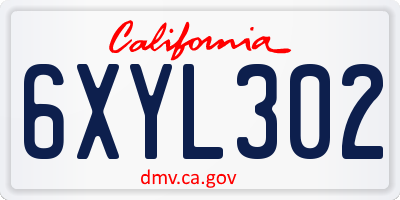 CA license plate 6XYL302