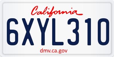 CA license plate 6XYL310