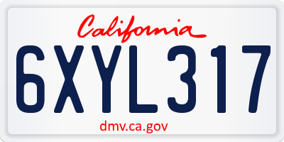 CA license plate 6XYL317