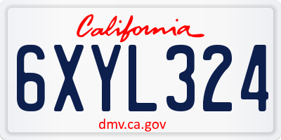 CA license plate 6XYL324