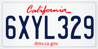 CA license plate 6XYL329