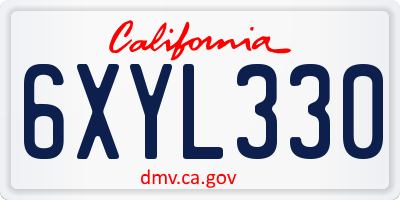 CA license plate 6XYL330
