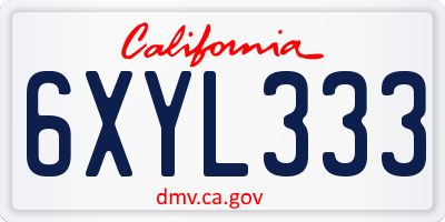 CA license plate 6XYL333