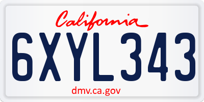 CA license plate 6XYL343