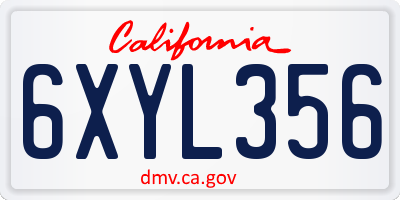 CA license plate 6XYL356
