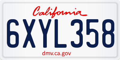 CA license plate 6XYL358