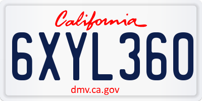 CA license plate 6XYL360