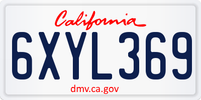 CA license plate 6XYL369