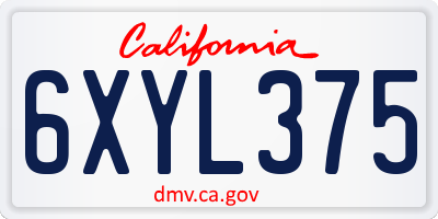 CA license plate 6XYL375