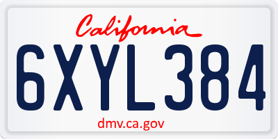 CA license plate 6XYL384