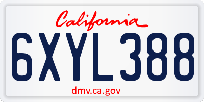 CA license plate 6XYL388