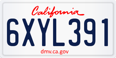CA license plate 6XYL391