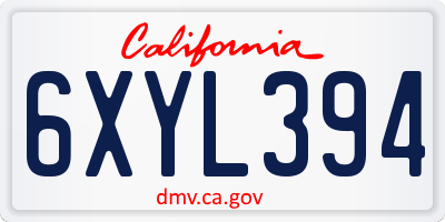 CA license plate 6XYL394