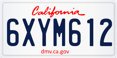 CA license plate 6XYM612