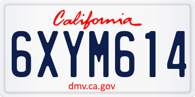 CA license plate 6XYM614