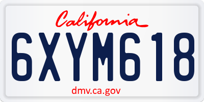 CA license plate 6XYM618