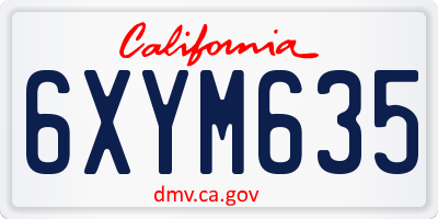 CA license plate 6XYM635