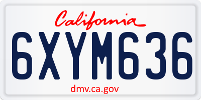 CA license plate 6XYM636