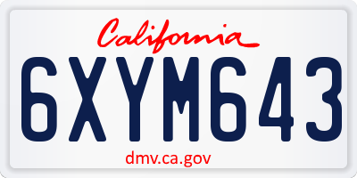 CA license plate 6XYM643