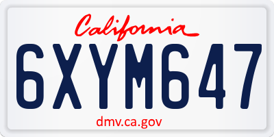 CA license plate 6XYM647