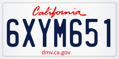 CA license plate 6XYM651