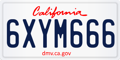 CA license plate 6XYM666