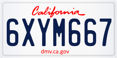 CA license plate 6XYM667