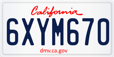CA license plate 6XYM670