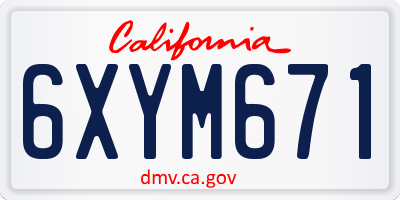 CA license plate 6XYM671