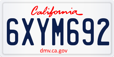 CA license plate 6XYM692