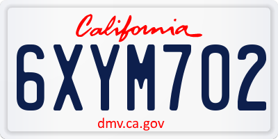 CA license plate 6XYM702