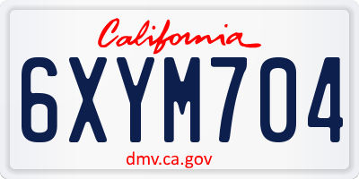 CA license plate 6XYM704
