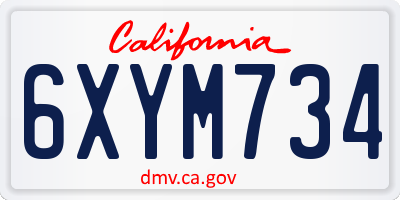 CA license plate 6XYM734