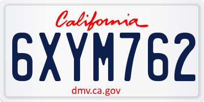 CA license plate 6XYM762