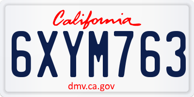 CA license plate 6XYM763