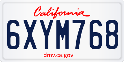 CA license plate 6XYM768