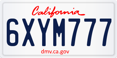 CA license plate 6XYM777