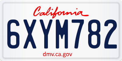 CA license plate 6XYM782