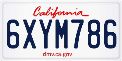 CA license plate 6XYM786