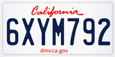 CA license plate 6XYM792