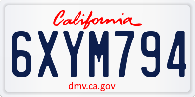 CA license plate 6XYM794