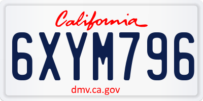 CA license plate 6XYM796