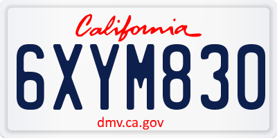 CA license plate 6XYM830