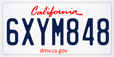 CA license plate 6XYM848