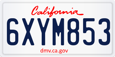 CA license plate 6XYM853